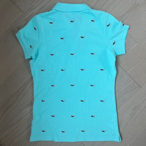 Vineyard Vines Polo All Over Whale Logo Print Teal XS Preppy Brand New with Tags - Picture 5 of 9
